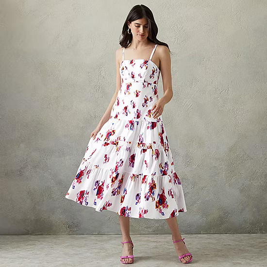 new!Prabal Gurung for JCPenney Sleeveless Floral Midi Fit + Flare Dress | JCPenney