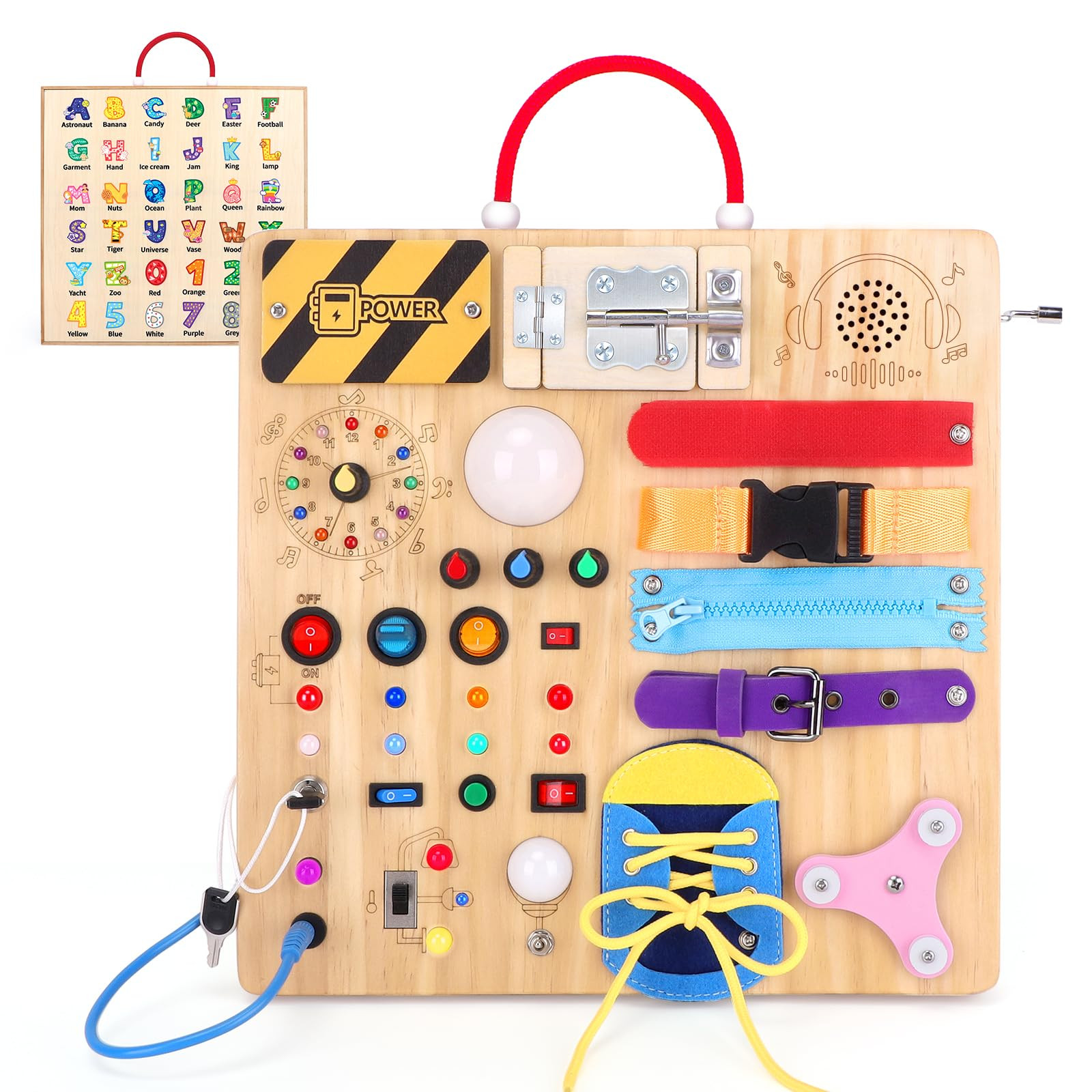 Busy Board,Montessori Toys for 1-3 Years Old, Wooden Toddler Toys, Autism Sensory Travel Toy, Ide... | Amazon (US)
