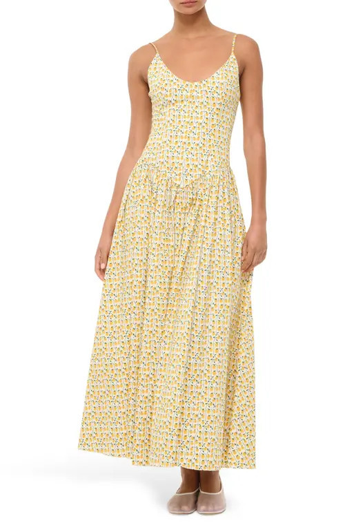 STAUD Dena Floral Cotton Maxi Dress in On The Vine Golden at Nordstrom, Size 10 | Nordstrom