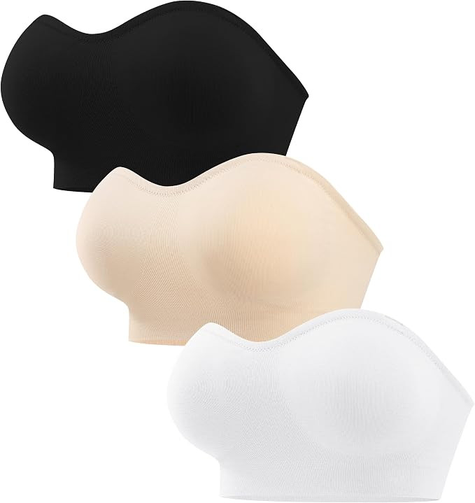 ANGOOL Strapless Bras for Women Wirefree Non-Slip Tube Top Invisible Bralette Seamless Padded Ban... | Amazon (US)