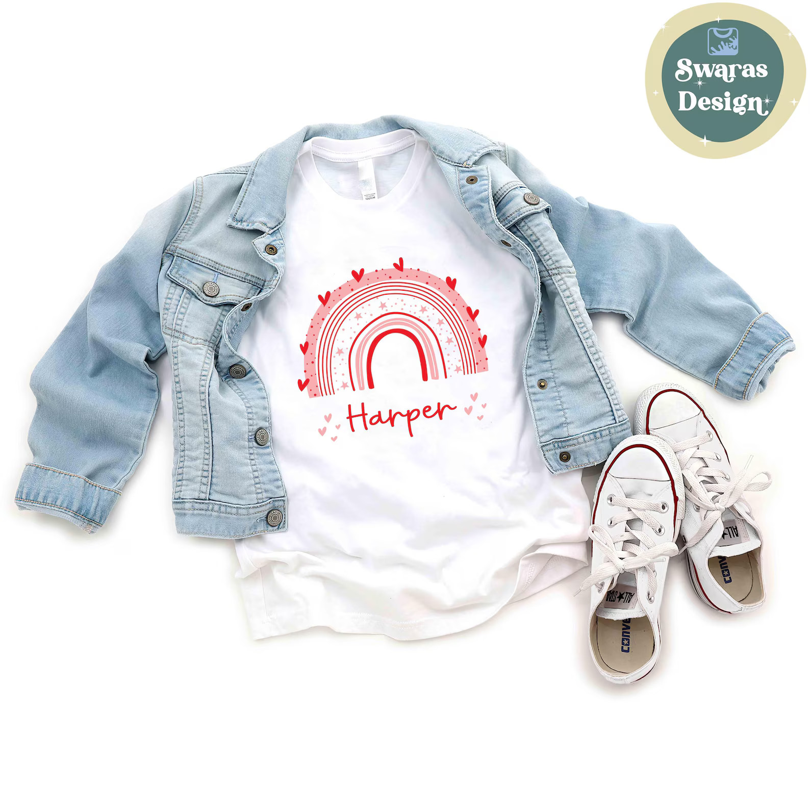 Personalized Valentine Shirt, Cute Heart Rainbow Shirt, Gift For Valentine's Day, Birthday Shirt ... | Etsy (US)