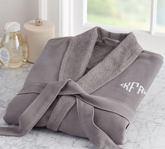 Organic Cotton Spa Robe, Small, Gray | Pottery Barn (US)