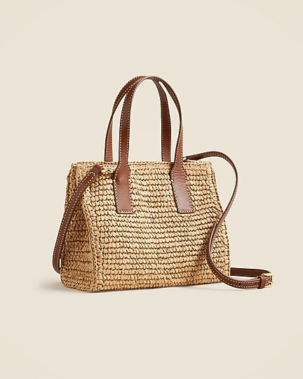 Palma top-handle bag in handknotted straw and leather | J. Crew US