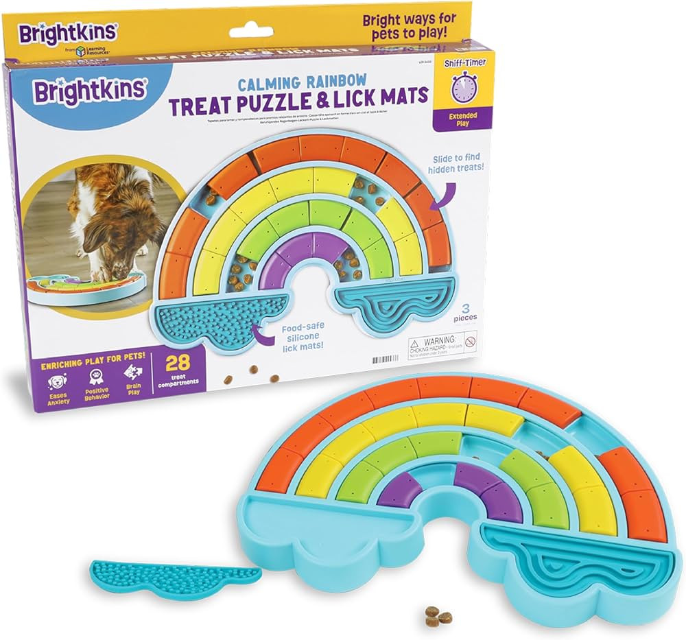 Brightkins Calming Rainbow Treat Puzzle, Outdoor Puzzle Board, Interactive Dog Toys, Dog Birthday... | Amazon (US)