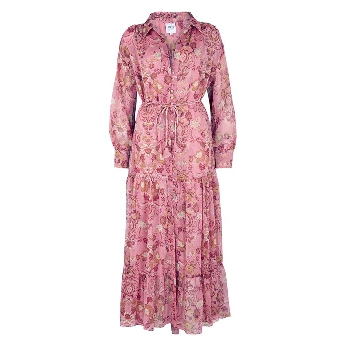 MISA Leigh Pink Floral-print Chiffon Dress | Harvey Nichols (Global)