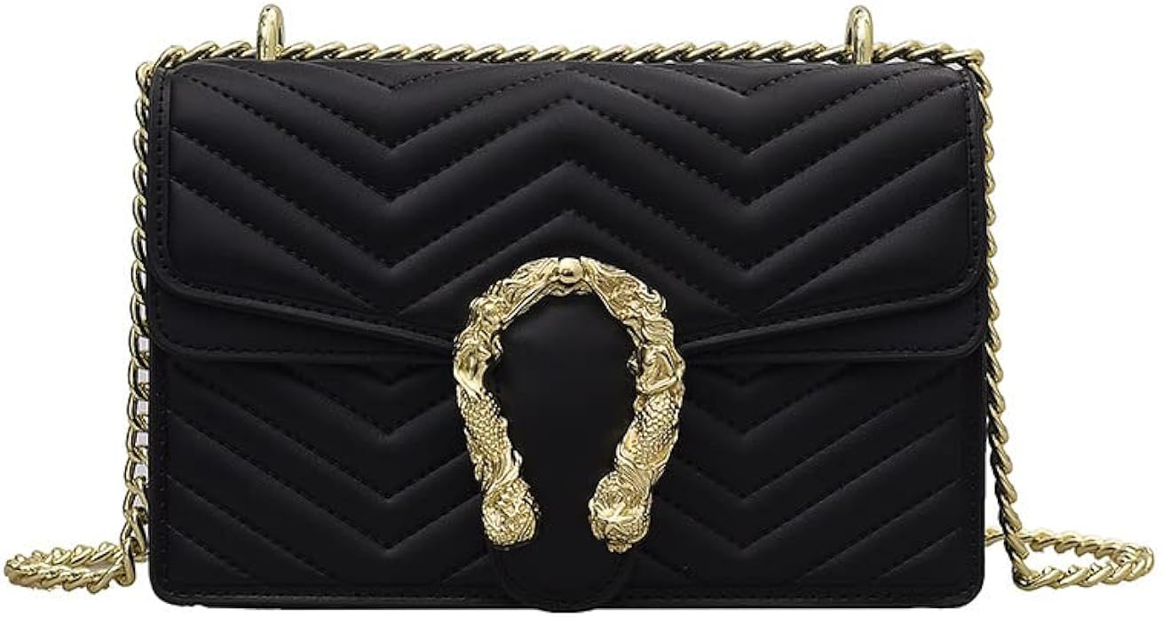 Quilted Crossbody Bags For Women Gold Chain Purse Light Clutch Cross Body Handbags Shoulder Strap | Amazon (US)