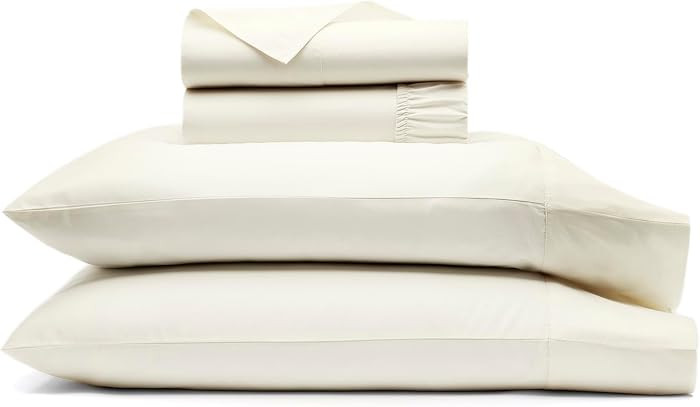 BOLL & BRANCH Signature Hemmed Sheet Set, King, Cream | Amazon (US)