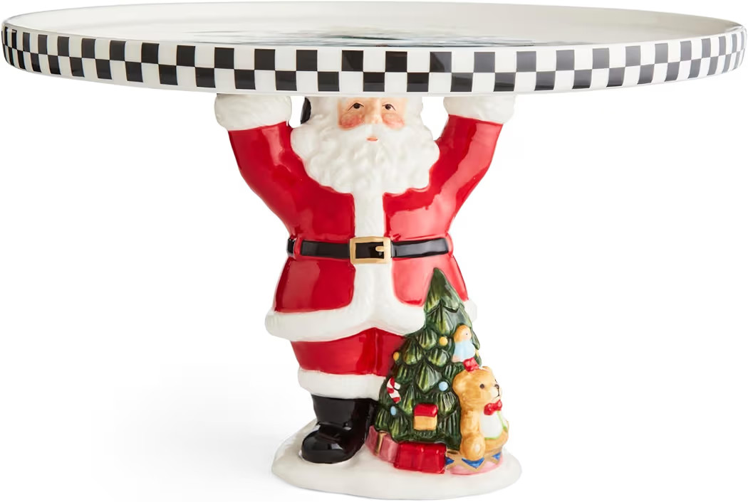 Spode Figural Santa Cake Plate - 11" Dolomite Dessert Stand with Black & White Checkered Border &... | Amazon (US)
