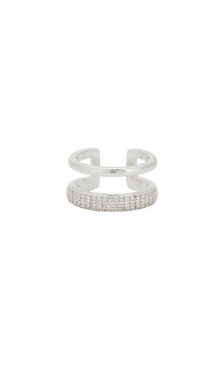 Ettika Pave Double Band Ring in Metallic Silver. - size 5 | Revolve Clothing (Global)