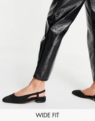 ASOS DESIGN Wide Fit Lively slingback ballet flats in black | ASOS (Global)