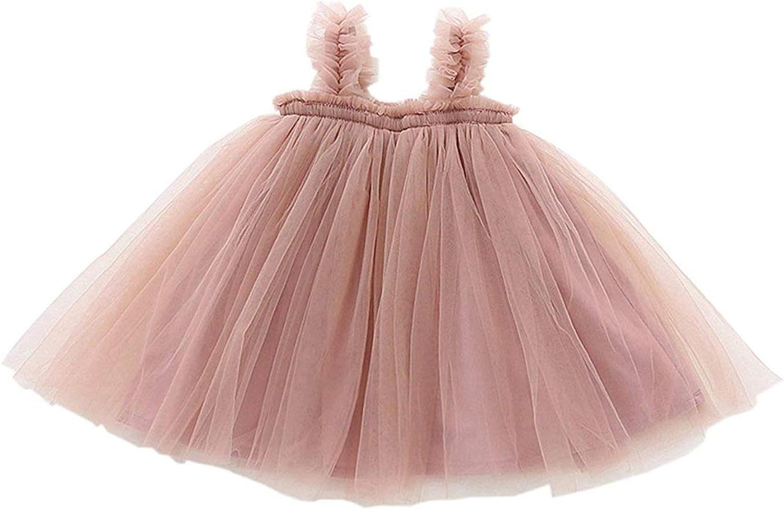 GSVIBK Baby Girls Tutu Dress Toddler Tulle Dresses Long Sleeve Cotton Tutu Dress Sleeveless Infan... | Amazon (US)