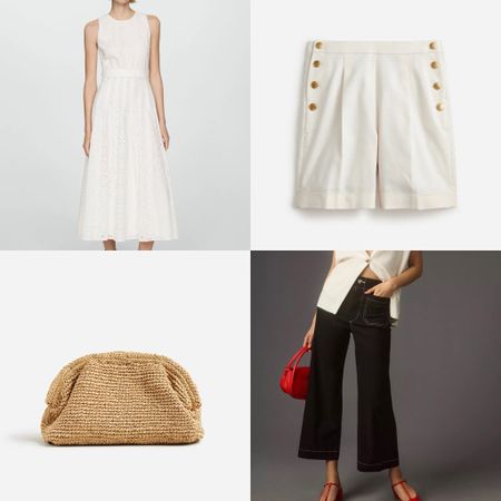 Things we’re loving right now -  cute sailor shorts, pretty eyelet dresses, my fave new cropped pants and the perfect summer clutch! Plus more 

#springoutfit #traveloutfit #summeroutfit #whitedress #springdress 

#LTKOver40 #LTKSeasonal