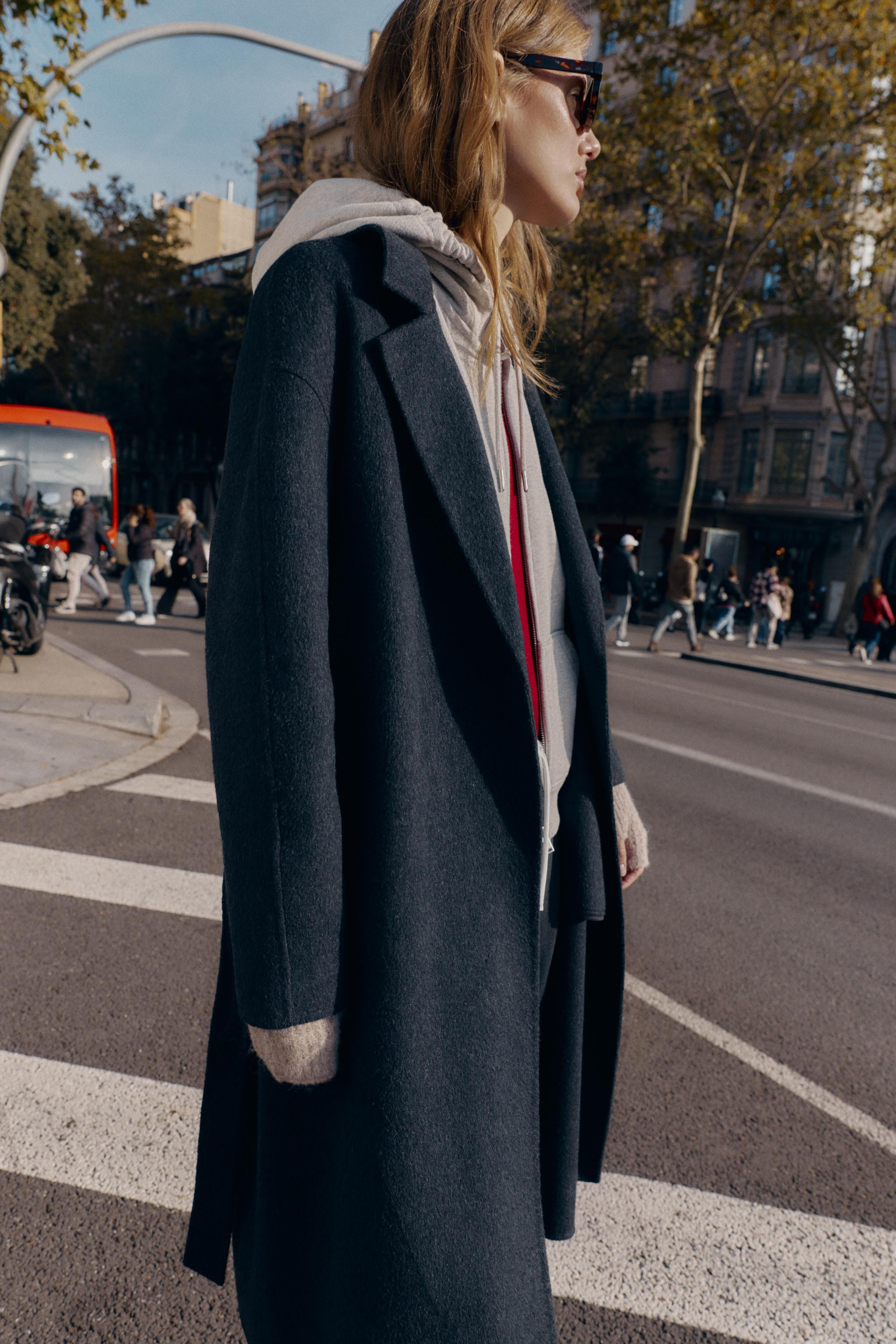 LONG WOOL COAT WITH BELT | Zara US