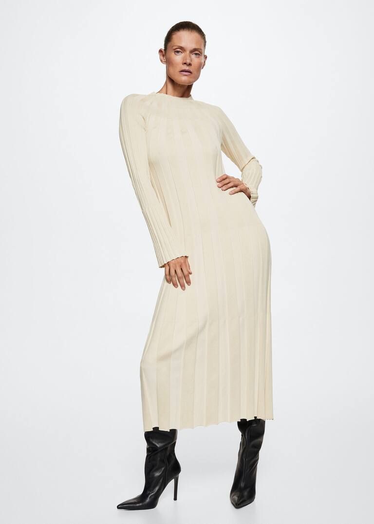 Perkins-neck ribbed dress -  Women | Mango United Kingdom | MANGO (UK)