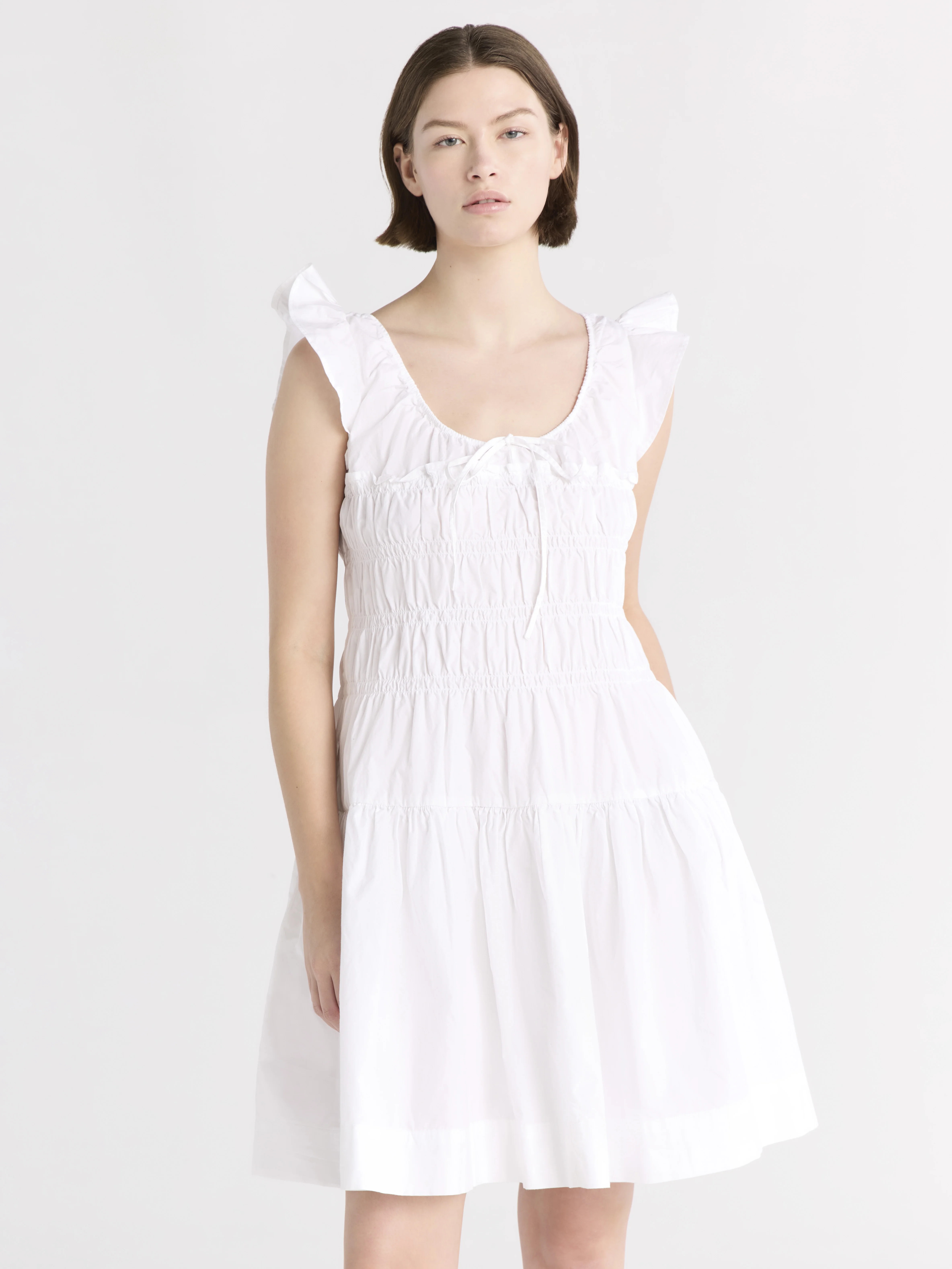 Free Assembly Women's and Women’s Plus Smocked Cotton Mini Dress with Flutter Sleeves, Sizes XS... | Walmart (US)