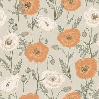 NuWallpaper Poppy Field Brown Matte Vinyl Peel and Stick Wallpaper JHS5026 - The Home Depot | The Home Depot
