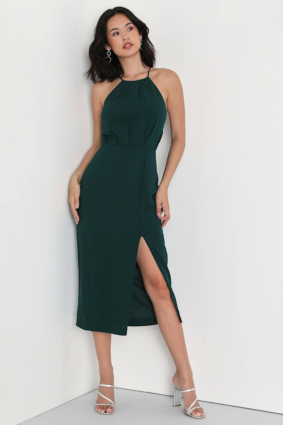 Dreamy Date Night Emerald Green Sleeveless Midi Dress | Lulus