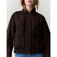 Per Una Suedette Collared Bomber Jacket Brown | Marks & Spencer (UK)