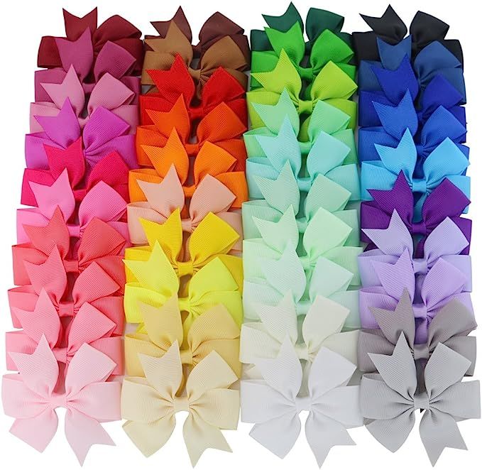 Mybigqueen 40Pcs 3'' Baby Hair Bows For Girls Grosgrain Boutique bow Clips For Teens Toddlers Kid... | Amazon (US)