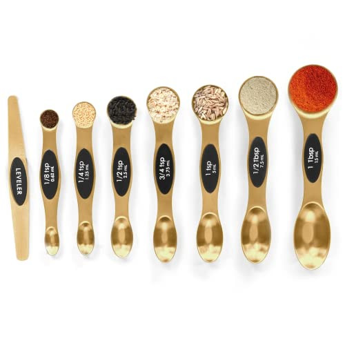Magnetic Measuring Spoons Set Stainless Steel with Leveler, Stackable Metal Tablespoon Measure Spoon for Baking, Measuring Cups and Spoon Set Kitchen Gadgets Apartment Essentials Fits in Spice Jars | Amazon (US)