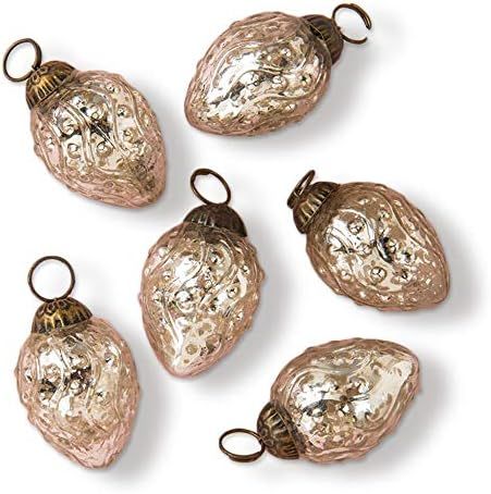 Luna Bazaar Mercury Glass Mini Ornaments (1 to 1.5-Inch, Silver, Marie, Set of 6) - Great Gift Idea, | Amazon (US)