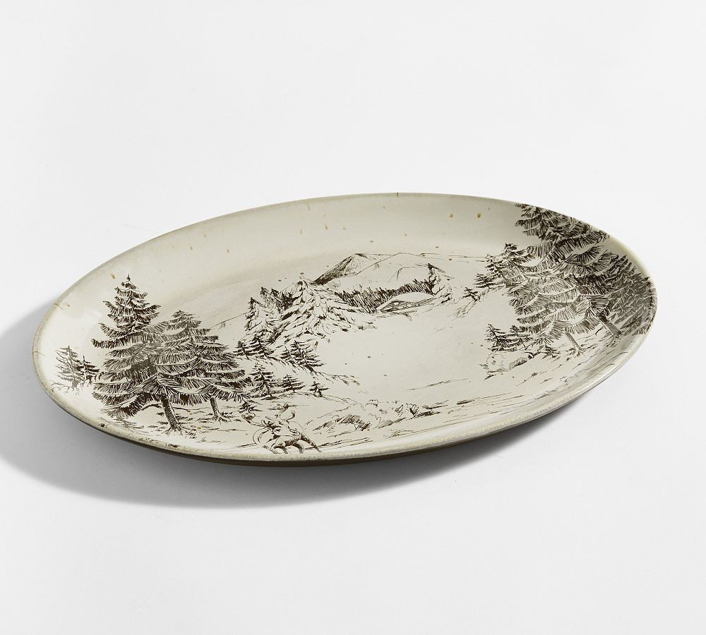 Rustic Forest Stoneware Serving Platter | Pottery Barn (US)
