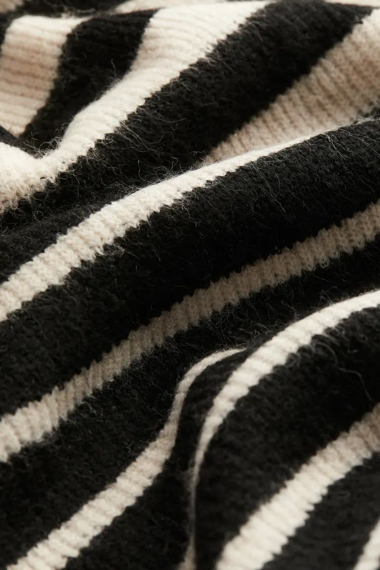 Rib-knit Dress - Black/cream striped - Ladies | H&M US | H&M (US + CA)