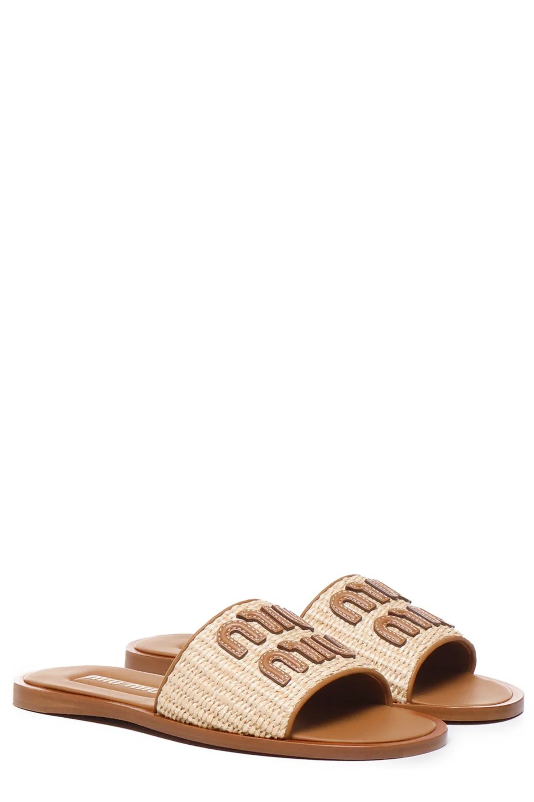 Miu Miu Logo-Detailed Slip-On Sandals | Cettire Global