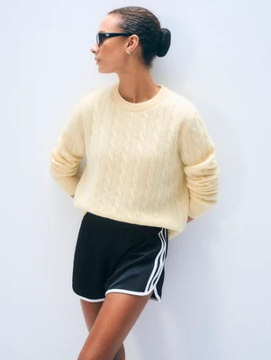 Cashmere Cable Crewneck | Lemonade | White and Warren