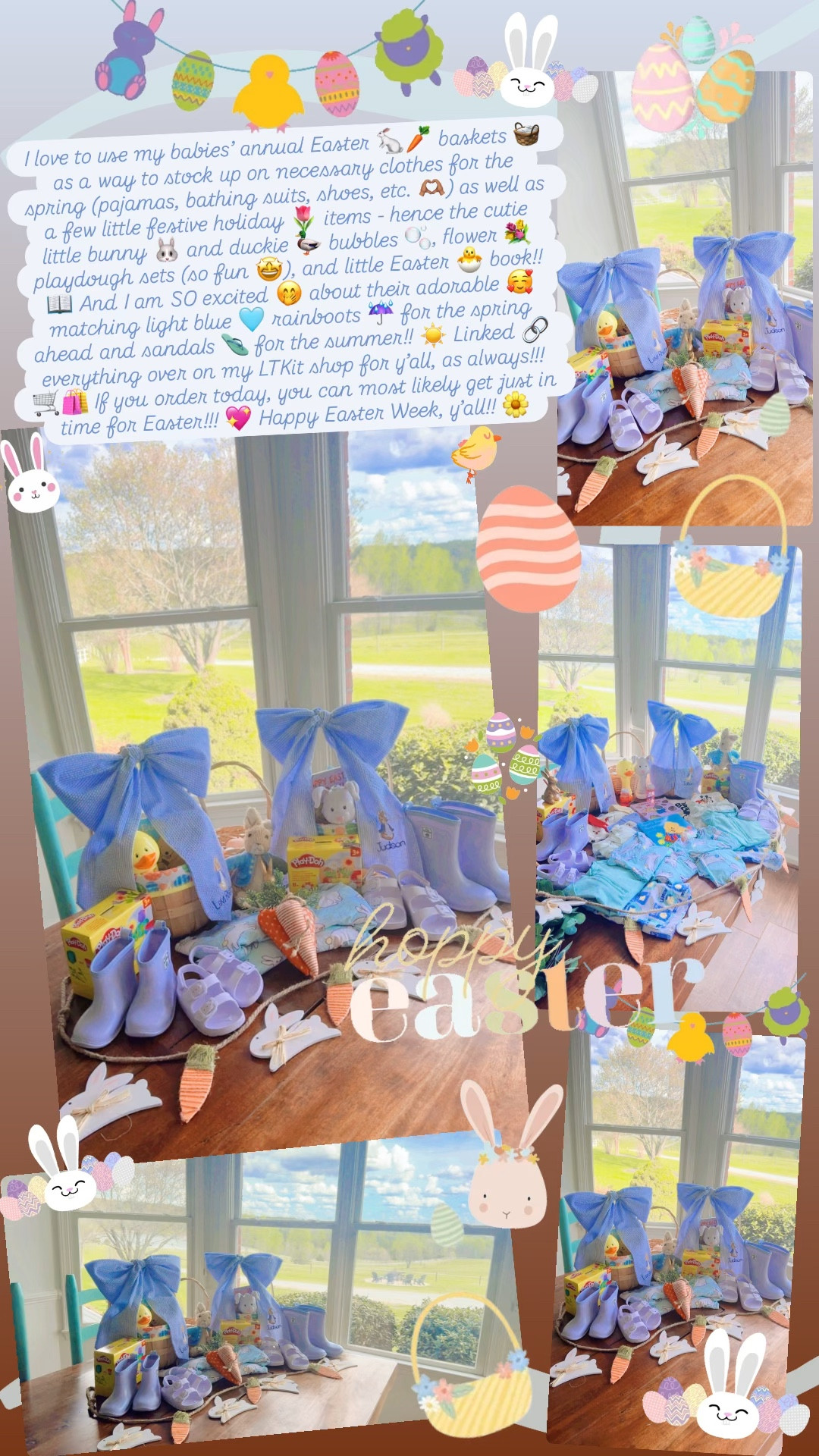 I love to use my babies’ annual Easter 🐇🥕 baskets 🧺 as a way to stock up on necessary clothes for the spring (pajamas, bathing suits, shoes, etc. 🫶🏽) as well as a few little festive holiday 🌷 items - hence the cutie little bunny 🐰 and duckie 🦆 bubbles 🫧, flower 💐 playdough sets (so fun 🤩), and little Easter 🐣 book!! 📖 And I am SO excited 🤭 about their adorable 🥰 matching light blue 🩵 rainboots ☔️ for the spring ahead and sandals 🩴 for the summer!! ☀️ Linked 🔗 everything over on my LTKit shop for y’all, as always!!! 🛒🛍️ If you order today, you can most likely get just in time for Easter!!! 💖 Happy Easter Week, y’all!! 🌼

#LTKKids #LTKmomlife #LTKBaby