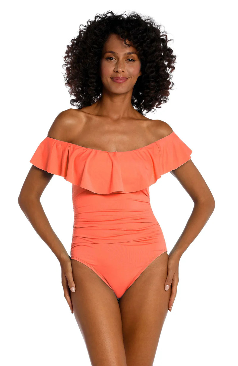 Island Goddess Off Shoulder Ruffle One Piece - Bird of Paradise - FINAL SALE | La Blanca Swim