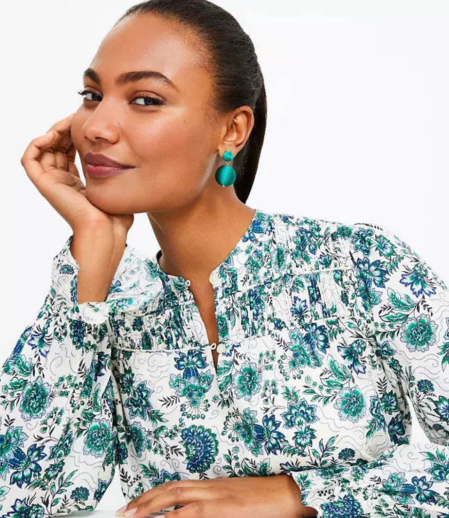 Garden Shirred Yoke Blouse | LOFT