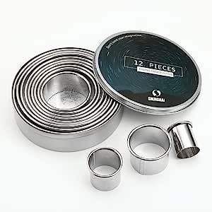 Amazon.com: SurgeHai 12 Piece Round Cookie Cutter Set, Donut Cutter Set, Stainless Steel Circle F... | Amazon (US)