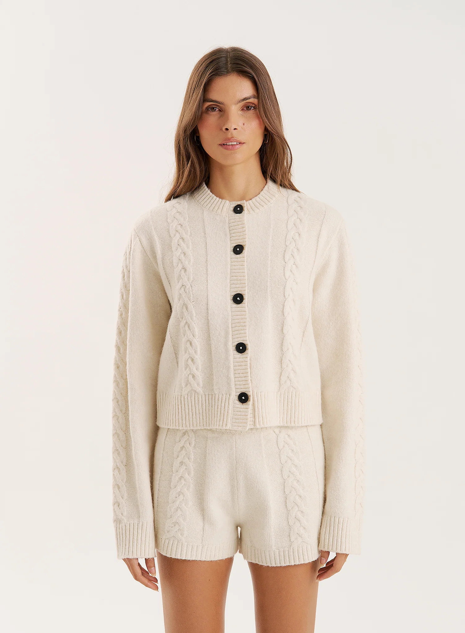 Cream Cable Knit Buttoned Cardigan- Jess | 4th & Reckless