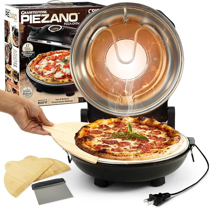 PIEZANO Crispy Crust Pizza Oven by Granitestone – Electric Pizza Oven Indoor, 12 Inch Indoor Pi... | Amazon (US)