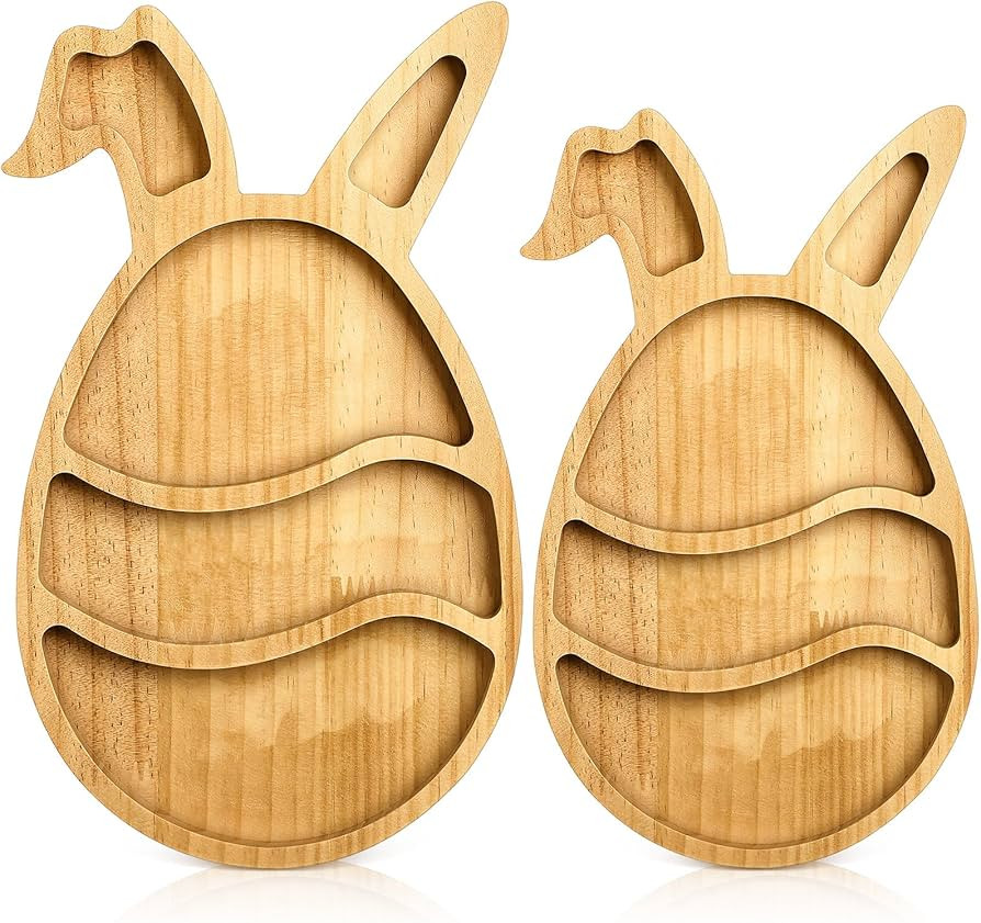 2 Pcs Easter Farmhouse Bunny Serving Platter Large Rustic Spring Bunny Snack Fruit Meat Cheese Bo... | Amazon (US)