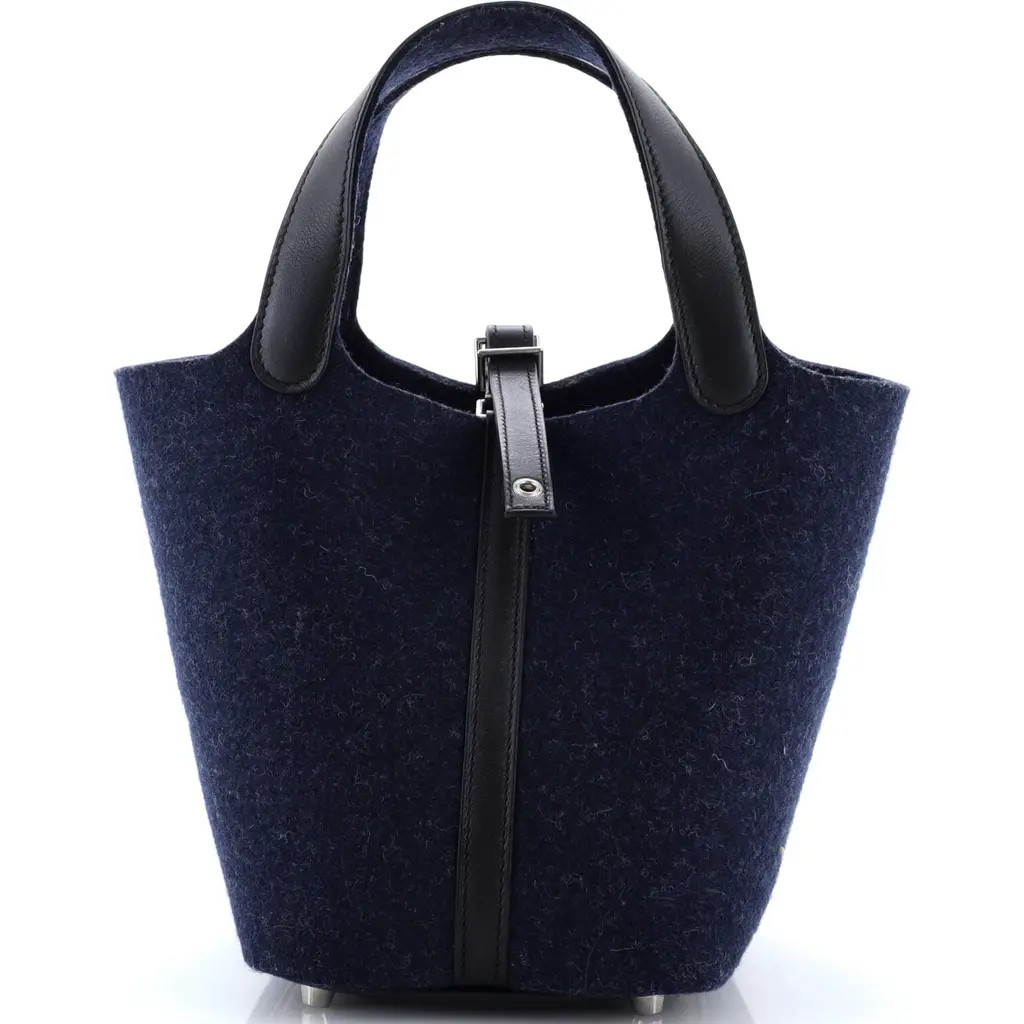 Pre-Owned Hermes Picotin Lock Bag Felt with Leather PM in Bleu Nuit at Nordstrom, Size X-Small | Nordstrom