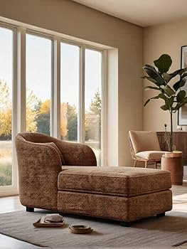 Vintage Chenille Chaise Lounge Sofa – Mid-Century Retro Luxury Recliner for Small Living Room, ... | Amazon (US)