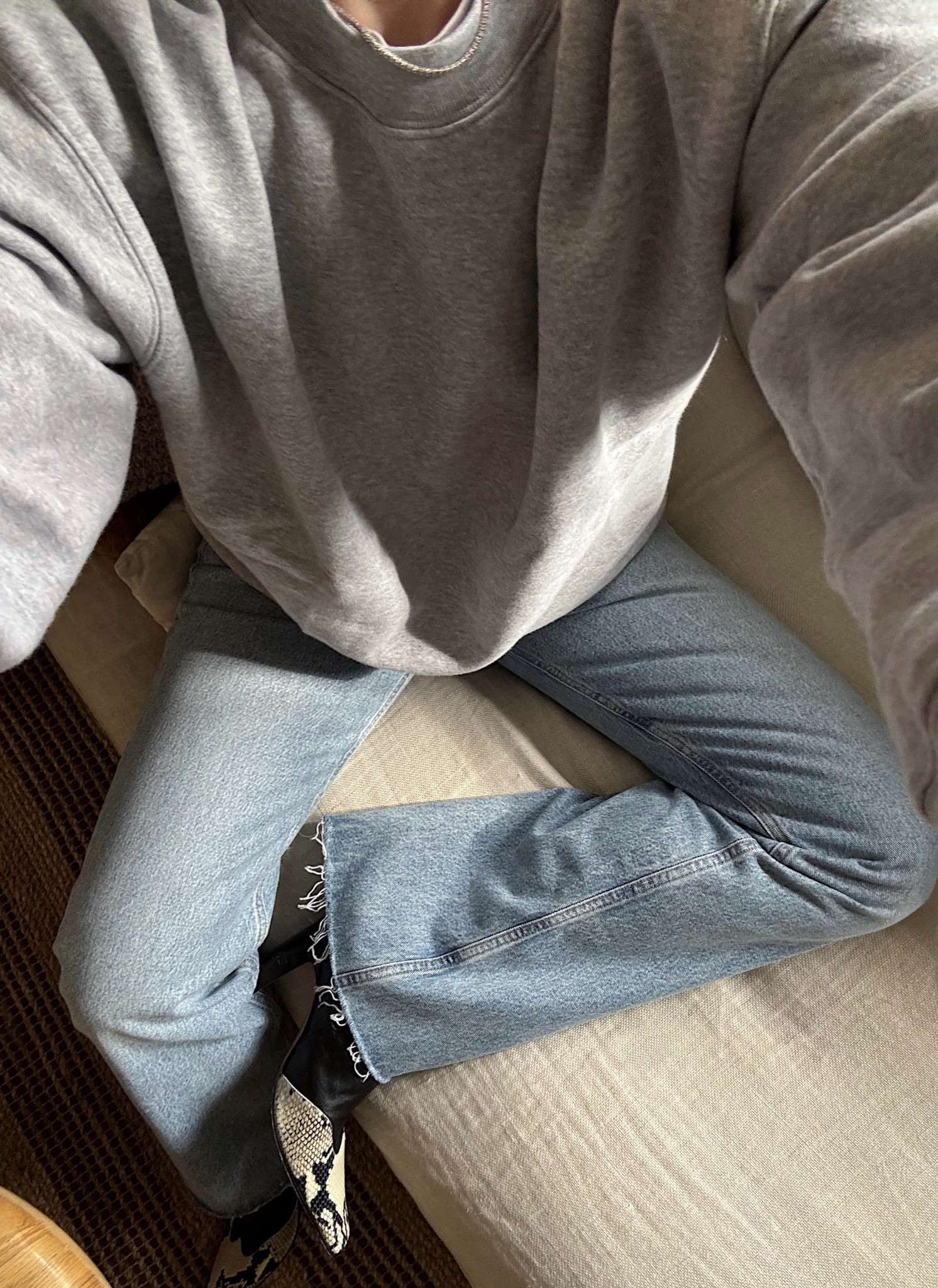 Wearing the sweatshirt in a size M. Boots and denim run TTS.

#khaitedallasboots
#khaite 

#LTKOver40