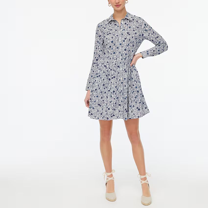 Factory: Printed Cotton Mini Shirtdress For Women | J.Crew Factory