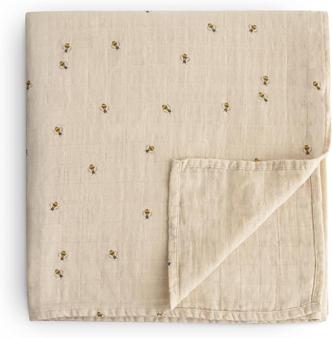 mushie Muslin Baby Swaddle Blanket | 100% Organic Cotton (Bees) | Amazon (US)