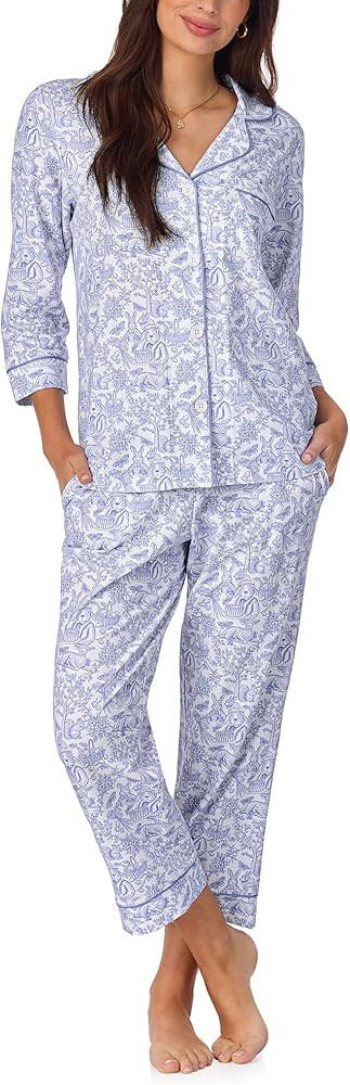 BedHead - 3/4 Sleeve Crop Jersey PJ Set - Fairytale Forest - Small | Amazon (US)