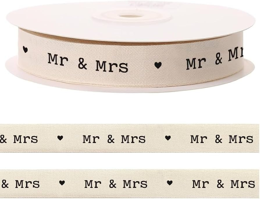 10 Yards Mr Mrs Heart Cotton Ribbon for Crafting Sewing, 3/5 Inch Natural Twill Tape Ribbons for ... | Amazon (US)