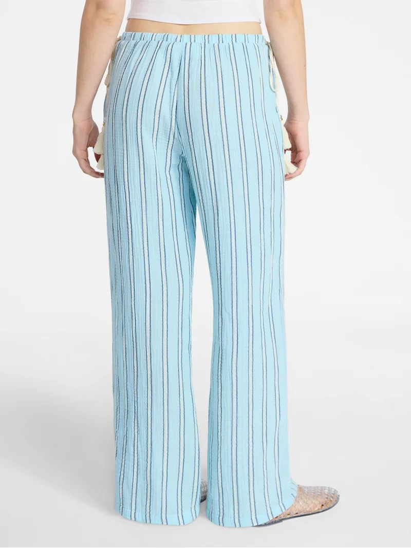 No Boundaries Cotton Gauze Side Tie Beach Pants, 31.5" Inseam, Women's XXS-4X | Walmart (US)