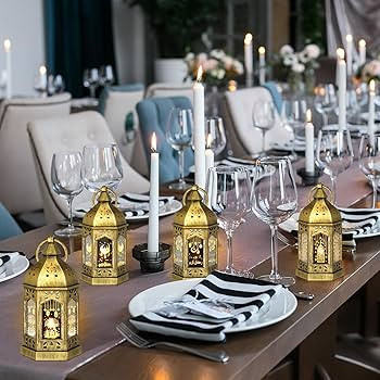 24 Pcs Ramadan Lantern Eid Decorative Candle Lanterns Ramadan Hanging Tealight Lantern with Flick... | Amazon (US)