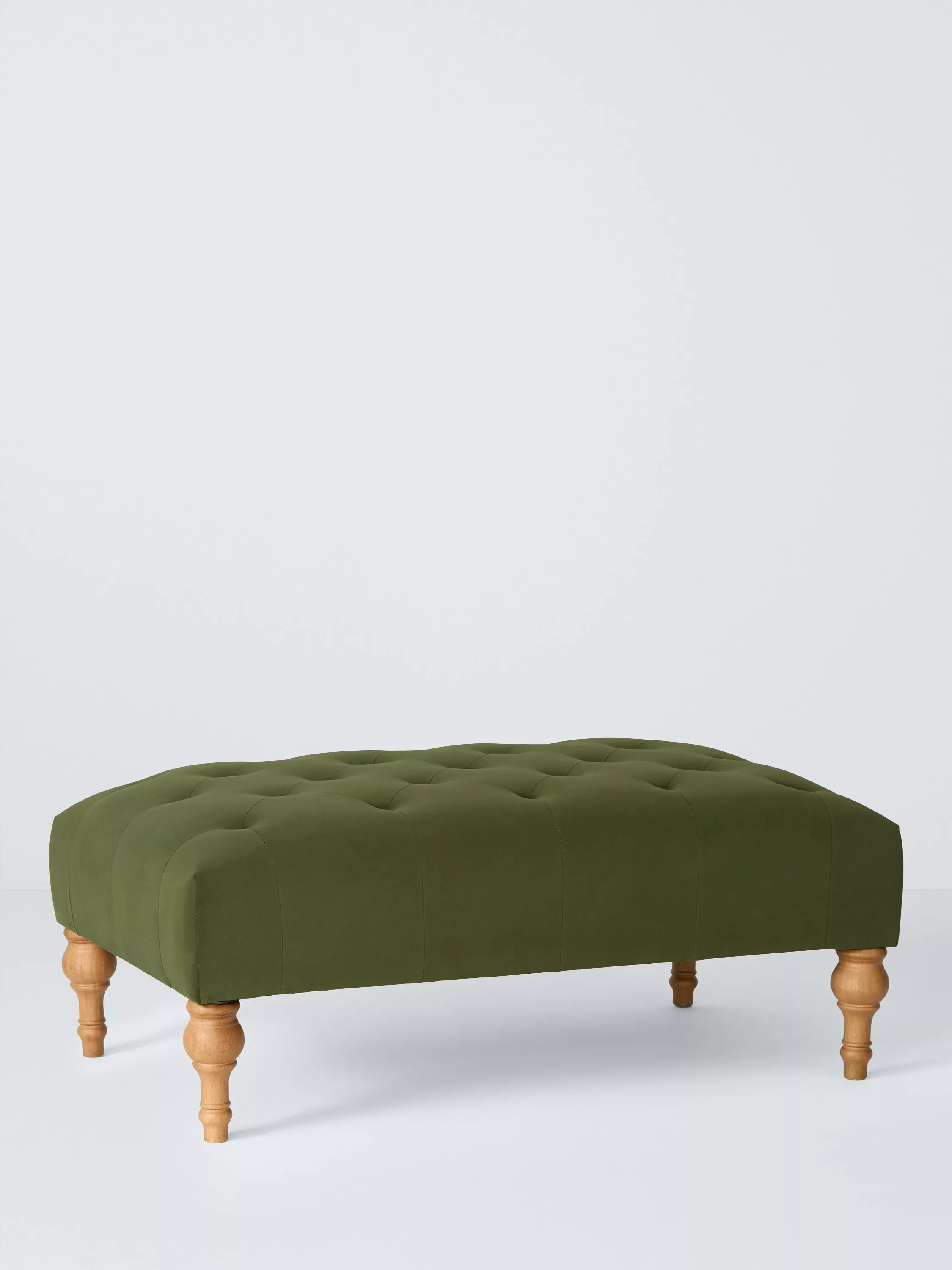 John Lewis Button Footstool, Green Velvet | John Lewis (UK)