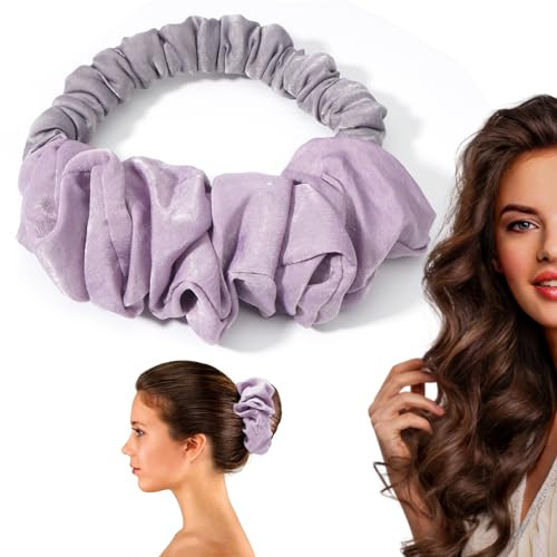 Luckybear Overnight Blowout Heatless Curling Scrunchie, Satin Heatless Hair Curler Rod to Sleep in and Daily Outdoor, No Heat Hair Bun Maker Donuts Curls Headband Soft Sleep Hair Roller - Purple | Amazon (US)