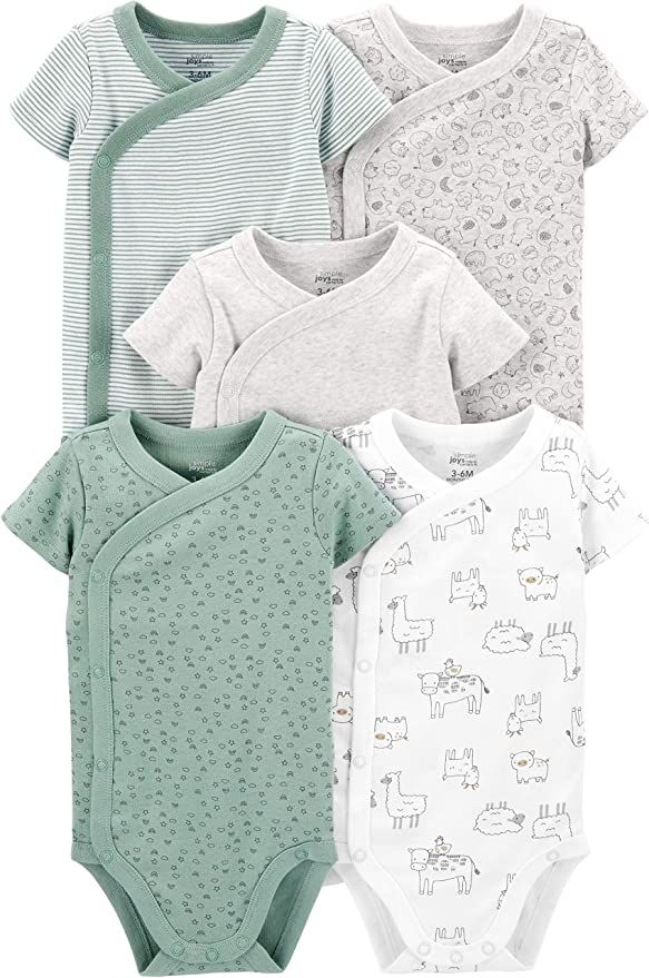 Simple Joys by Carter's Unisex Babies' Short-Sleeve Side Snap Bodysuit, Pack of 5 | Amazon (US)