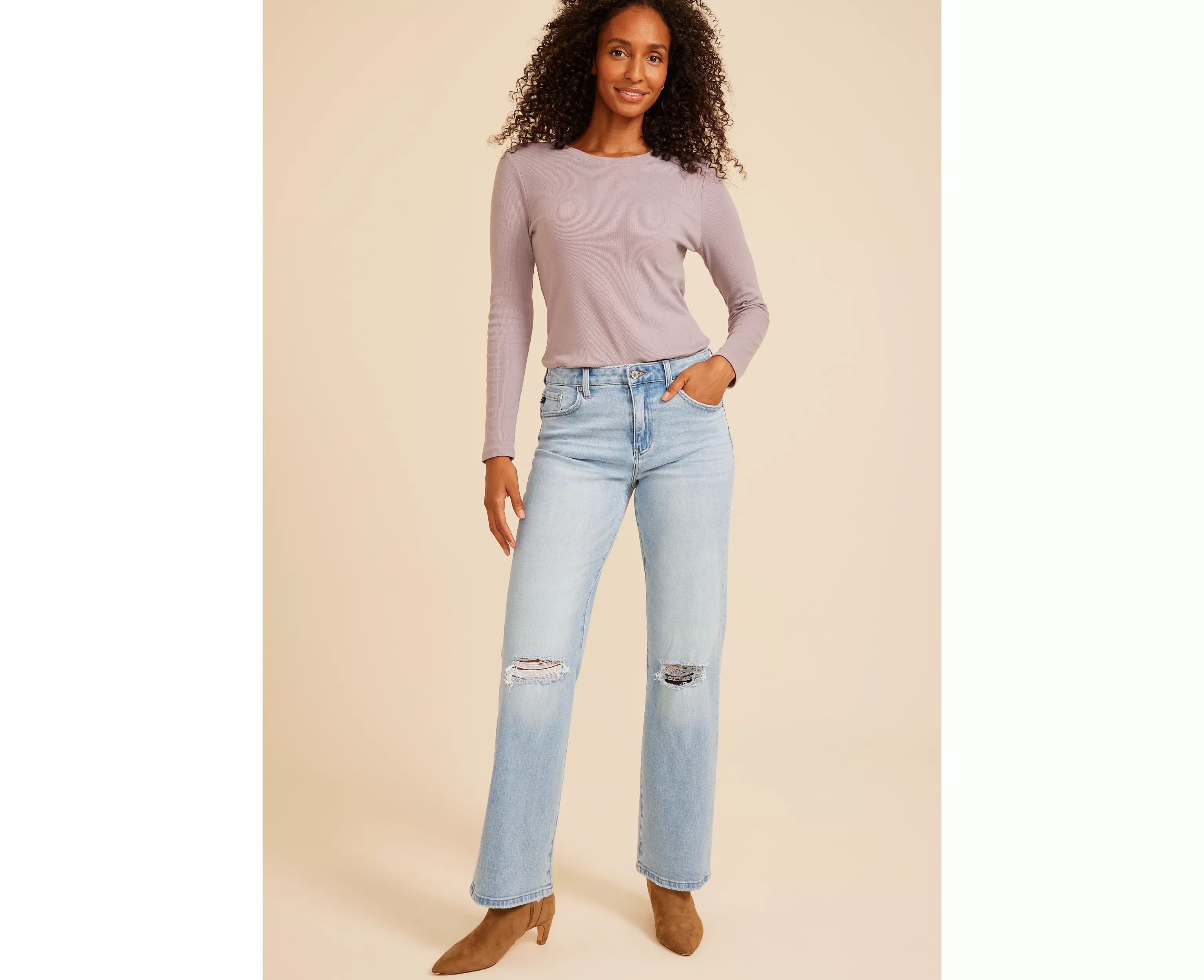 KanCan\u2122 High Rise Open Ripped Relaxed Straight Jean | maurices | Maurices
