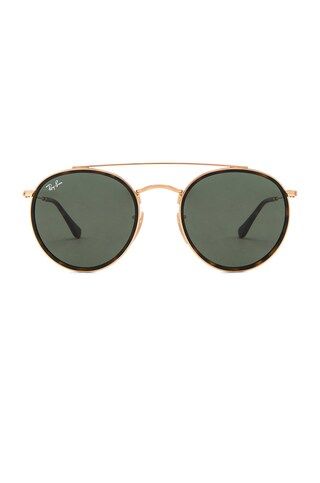 Ray-Ban Round Double Bridge in Gold & Green Classic from Revolve.com | Revolve Clothing (Global)